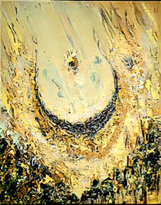Peinture abstraite dorée cercle de lumière — Abdel Hakim Hassainate