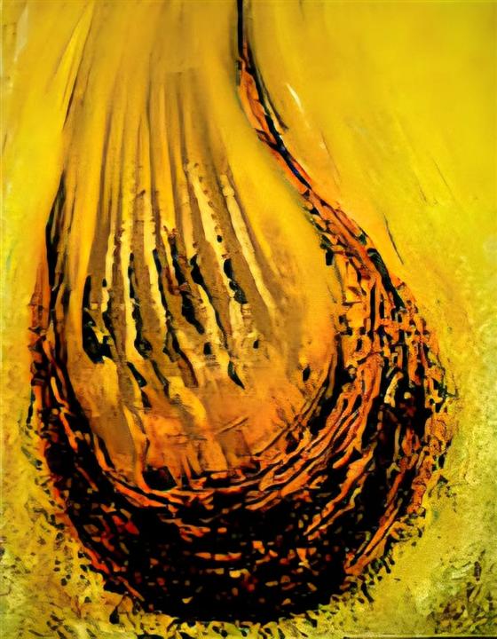 Peinture abstraite goutte d'or fond solaire jaune — Abdel Hakim Hassainate