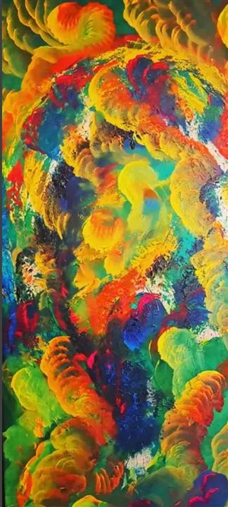 Peinture abstraite verticale couleurs organiques — Abdel Hakim Hassainate